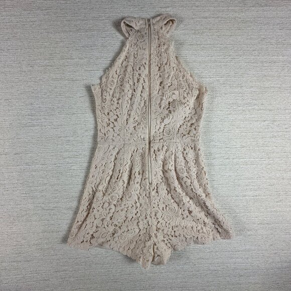Charlotte Russe Medium Beige Lace Sleeveless Halter Romper Regency Romantic - Picture 2 of 8